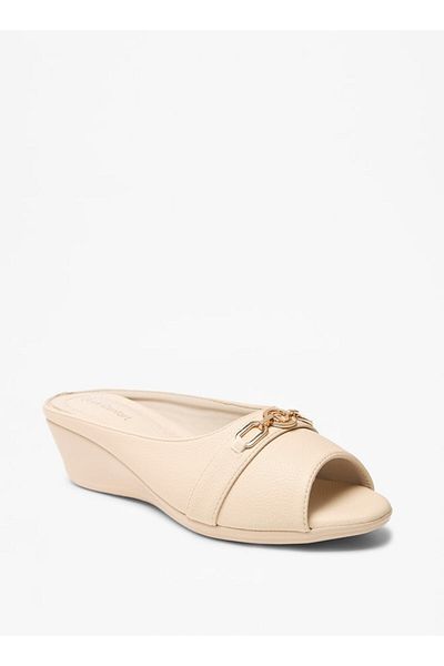 Le Confort Solid Slip-On Mule Sandals with Wedge Heels
