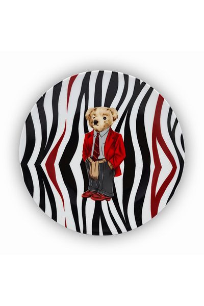 End Design Studio Zebra Teddy Bear - 20 cm with Sweet Plate