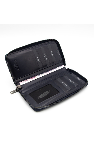 Pierre Cardin Lacivert Örgü Unisex Deri Cüzdanı 11056