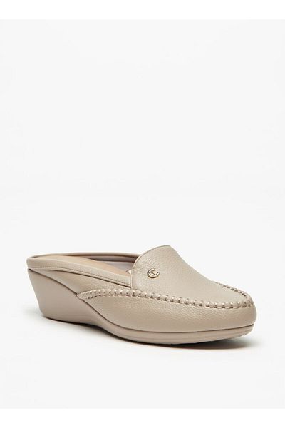 Le Confort Textured Slip-On Comfort Mules with Wedge Heels