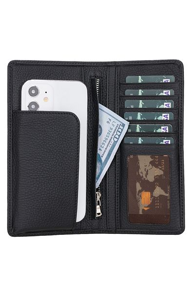 Lev Leather Πορτοφόλι Unisex από γνήσιο δέρμα με θήκη τηλεφώνου - 100% χειροποίητο, με δυνατότητα εγγραφής ονόματος