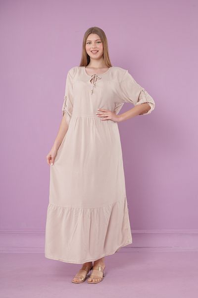 mervemoda Γυναικείο καλοκαιρινό κοντομάνικο υφαντό φόρεμα