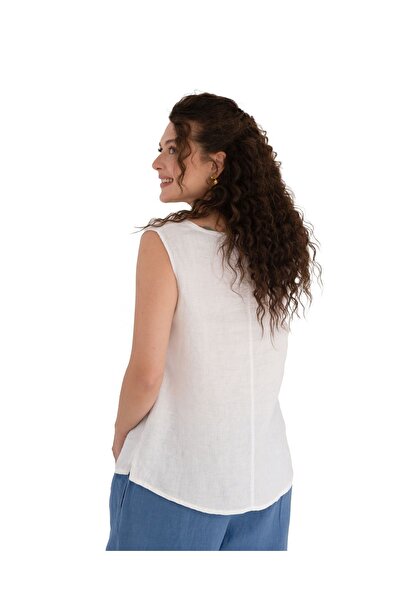 Ezgi Otantik Λινό Αμάνικο Μπλουζάκι