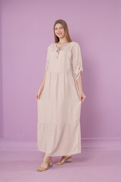mervemoda Γυναικείο καλοκαιρινό κοντομάνικο υφαντό φόρεμα