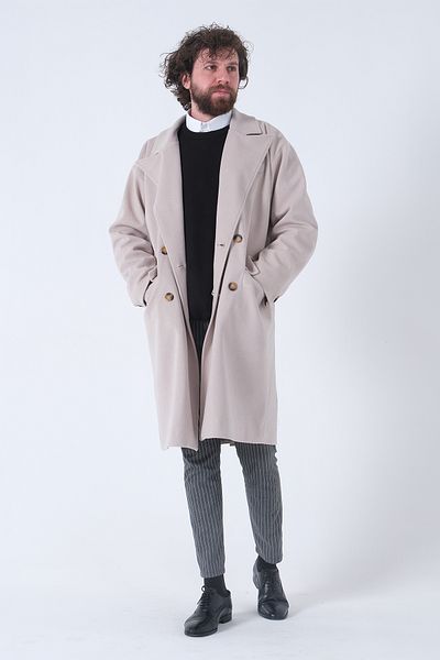 Feminist Oversize Men's Collar Stamp Coat Beige01015002