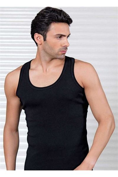 Stimor Men's Black Thick Strap Bamboo Tank Top