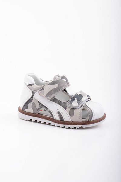 Süperland Gray Genuine Leather Camouflage Baby Orthopedic First Step Sandals