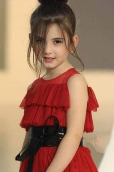 Riccotarz Red Girl's Dress - Transparent Collar, Layered Tulle and Jeans Jacket