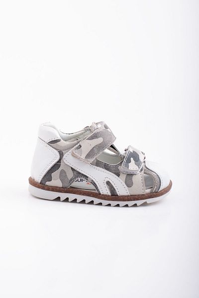 Süperland Gray Genuine Leather Camouflage Baby Orthopedic First Step Sandals