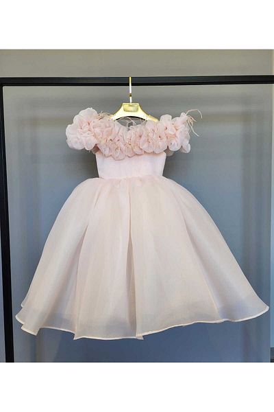 SCSTİL Powder Organza Long Dress - Ruffle Detail