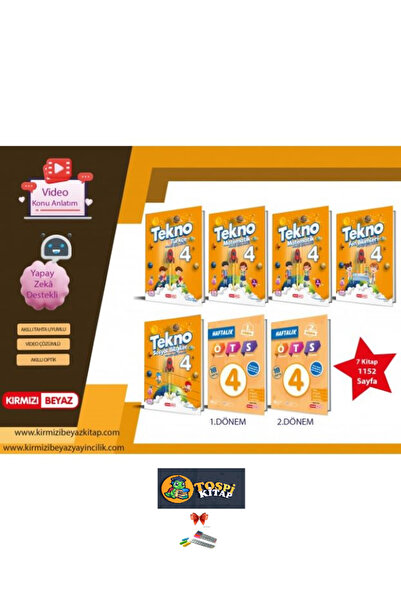 Kırmızı Beyaz Yayınları Kırmızı Beyaz Tekno 4. Sınıf Tam Set