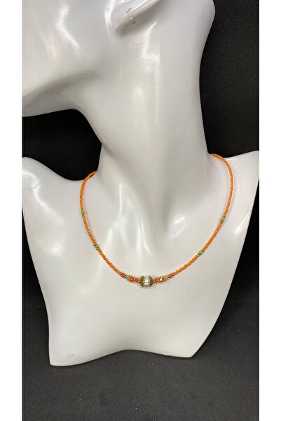 Porsuk Alternatif El Yapımı Etnik Kum Boncuk Pirinç Aparatlı Kadın Kolye