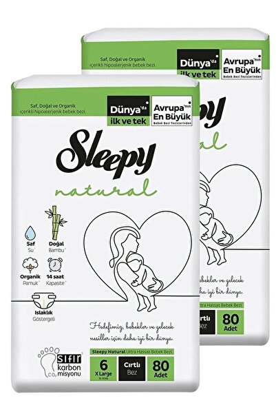 Sleepy Natural Bebek Bezi X-large 6 No 80 Li X 2 Adet