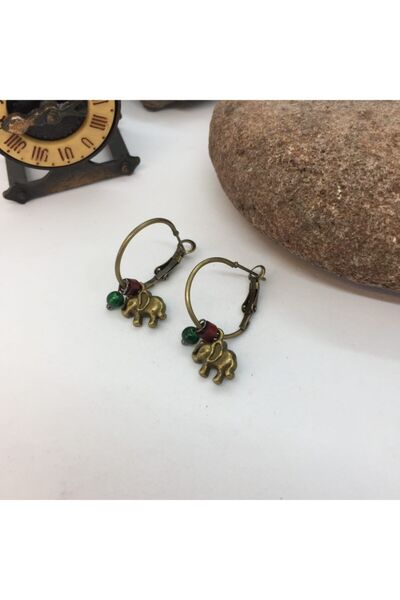 Porsuk Alternatif أقراط على شكل فيل مصنوعة يدويًا