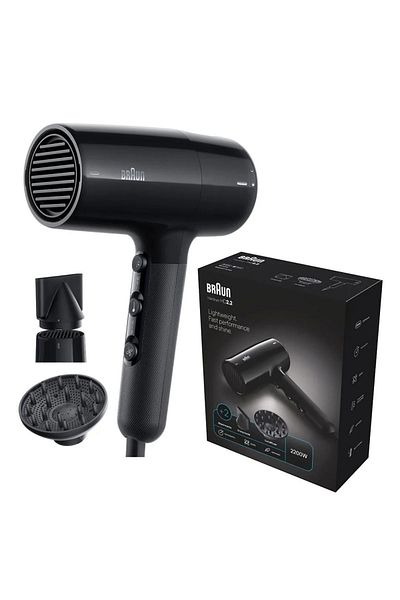 Braun Hair Dryer 2200 W, 2 Tools, Large Diffuser & Nozzle, Pivot Cord Guard, Ionic function HD225SDE
