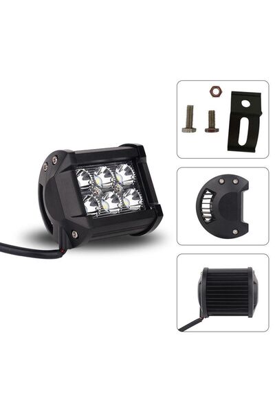 Oto Çizgi Off Road Lamba Projektör 6 Led Işık Beyaz Metal Kasa Aparatlı