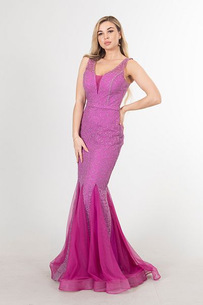 Feminist Glittery Fish Evening Dress Purple1301760