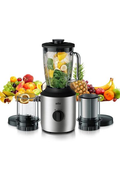 Braun PowerBlend Glass Jug Blender 800W, 1.5L, TriAction, Thermo resistant, Silent Blending - JB3273
