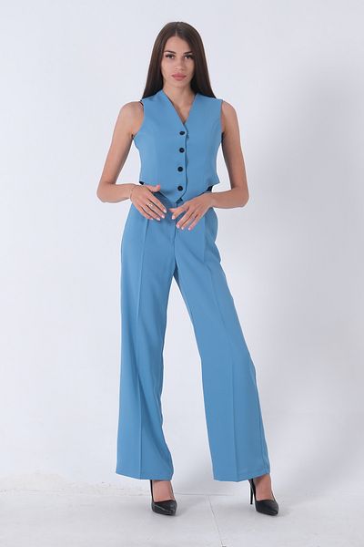 Feminist Baby Blue Crop Vest Woven Set -0106317