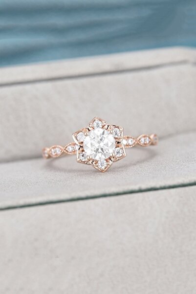 LOTUS GÜMÜŞ Çiçek Model Vintage Ayarlanabilir 14 K Rose Altın Kaplama Kadın Yüzük