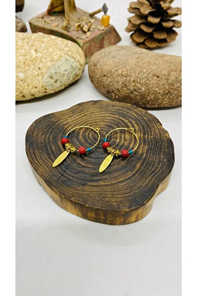 Porsuk Alternatif أقراط نسائية نحاسية عرقية مصنوعة يدويًا