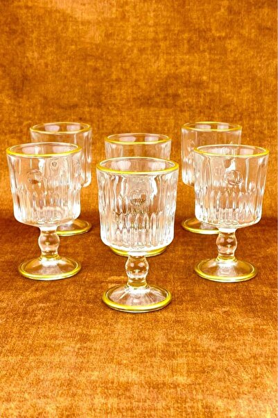 Tiesa Home Yaldızlı Desenli 100cc Kahve Yanı Su Zemzem Bardağı Takımı Seti Frh