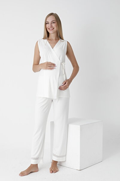 Miss Dünya Lissa Set de pijamale fără mâneci cu dantelă pentru gravide și mat...