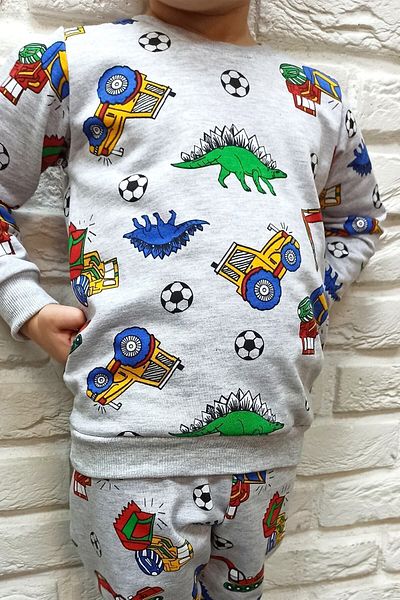 endudu Car Printed 2-Piece Set Cartoon Dinosaur Character Men's Pajamas Set