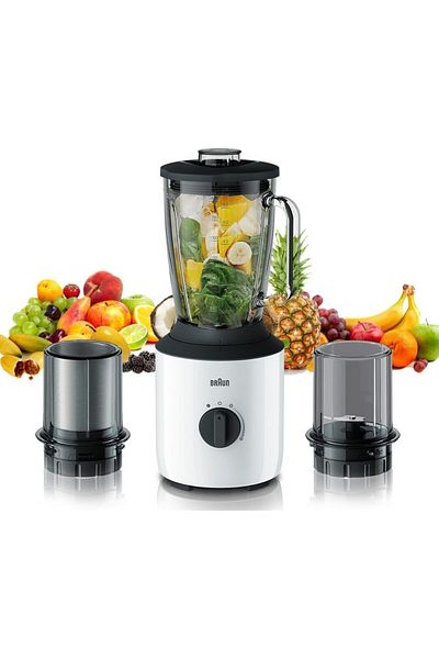 Braun Glass Jug Blender 800W, 1.5L, TriAction, Variable speed & pulse, Thermo Resistant - JB 3173