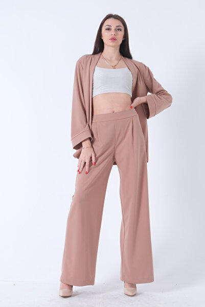 Feminist Kimono Trousers Double Crepe Set Dark Beige0106314