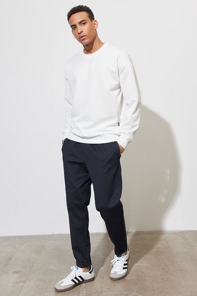 AC&Co / Altınyıldız Classics Λευκό ανδρικό φούτερ Oversize - Crew Neck