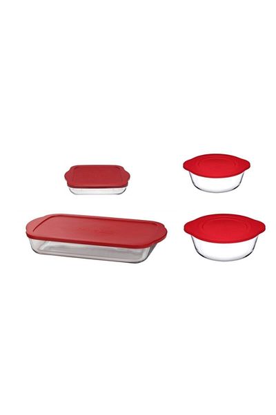 Paşabahçe Pasabahce Pyrex Cooking Storage Set 4 Pieces with Plastic Cover