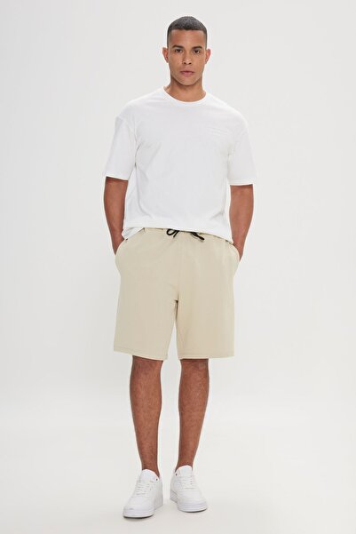 AC&Co / Altınyıldız Classics Men's Beige Standard Fit Regular Cut Cotton Stretch Knitted Shorts,