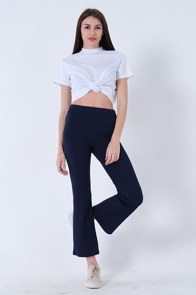 Feminist Wide Leg Trousers Navy Blue3101104