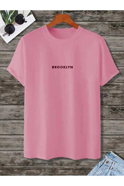 HIRSCH تي شيرت مطبوع عليه بروكلين وردي للجنسين