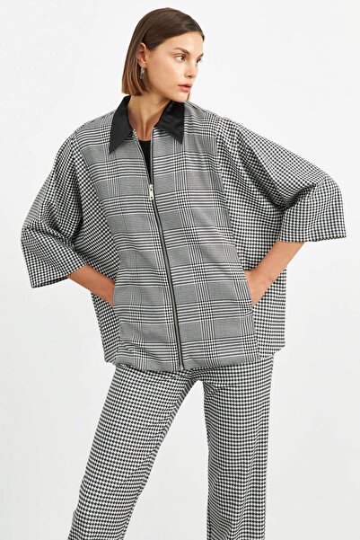 STELLA PULVIS Чорна картата жилетка з ганді