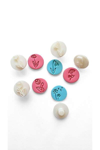 WE3D Yaban Çiçekleri Polimer Kil Seramik Hamuru 5'li Damga Seti - 2,8cm