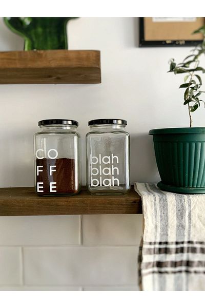 Atölye Merdiven Erzak Coffee Tea Sugar Glass Set of 2 Decorative Jars