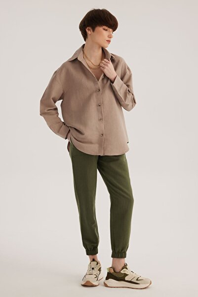 STELLA PULVIS Πουκάμισο Oversize σε μπεζ λινό μείγμα