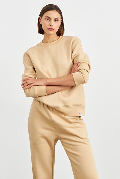 STELLA PULVIS Ecru okrugla kragna dukserica