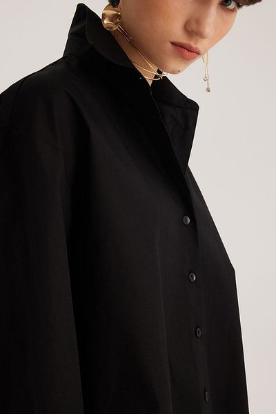 STELLA PULVIS Cămașă neagră oversize din poplin