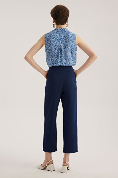 STELLA PULVIS Pantaloni plisați albaștri cu talie înaltă