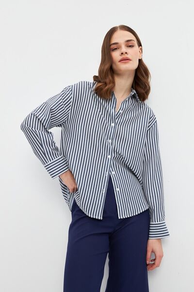 STELLA PULVIS قميص مخطط باللون الأزرق الداكن