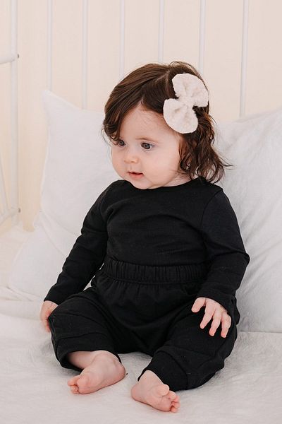 Lilabio Unisex 100% Cotton 2-Piece Black Baby Set