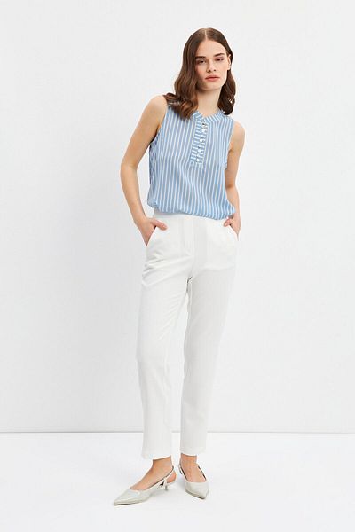 STELLA PULVIS High Waist White Carrot Pants - Elastic