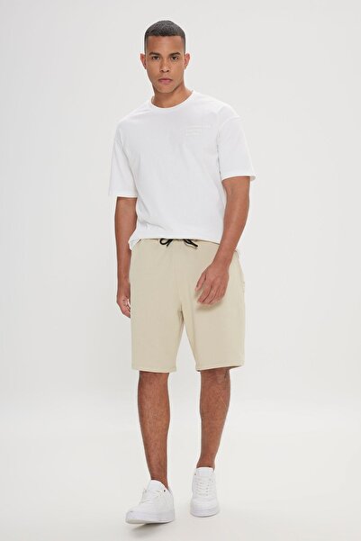 AC&Co / Altınyıldız Classics Men's Beige Standard Fit Regular Cut Cotton Stretch Knitted Shorts,