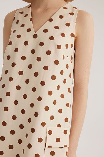 STELLA PULVIS Ecru Polka Dot V-Neck Mini Dress