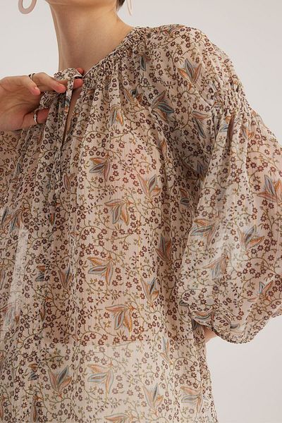 STELLA PULVIS Ecru Lacing Detailed Raglan Sleeve Round Neck Blouse