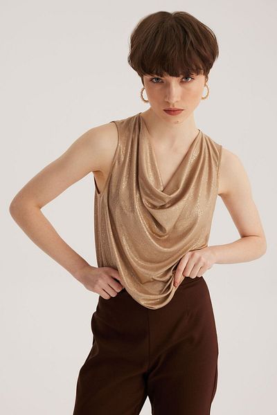 STELLA PULVIS Μπεζ μπλούζα με γιακά Degaje