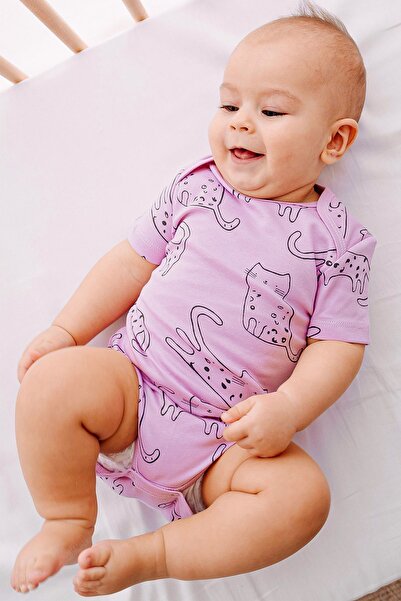 Lilabio 100% Cotton 2 Pack Printed Short Sleeve Baby Body